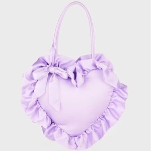 Dolls Kill / Sugar Thrillz | NWOT Lovers' Lane Purple Heart Satin Bag